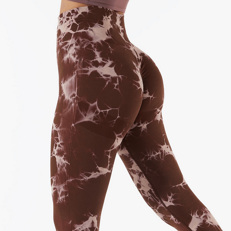 High waist leggings with a seamless elastic design for women's fitness, showcasing a chic pattern, perfect for yoga and workouts.